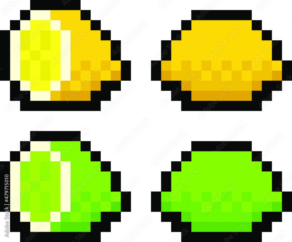 Pixel 8 bit lemon and lime pack - vector, isolated