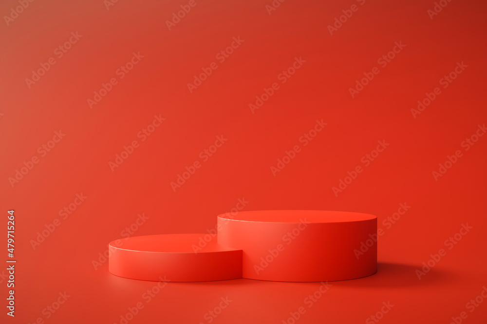Red podium pedestal modern stand product display abstract background 3D rendering Red podium pedestal modern stand product display abstract background 3D rendering