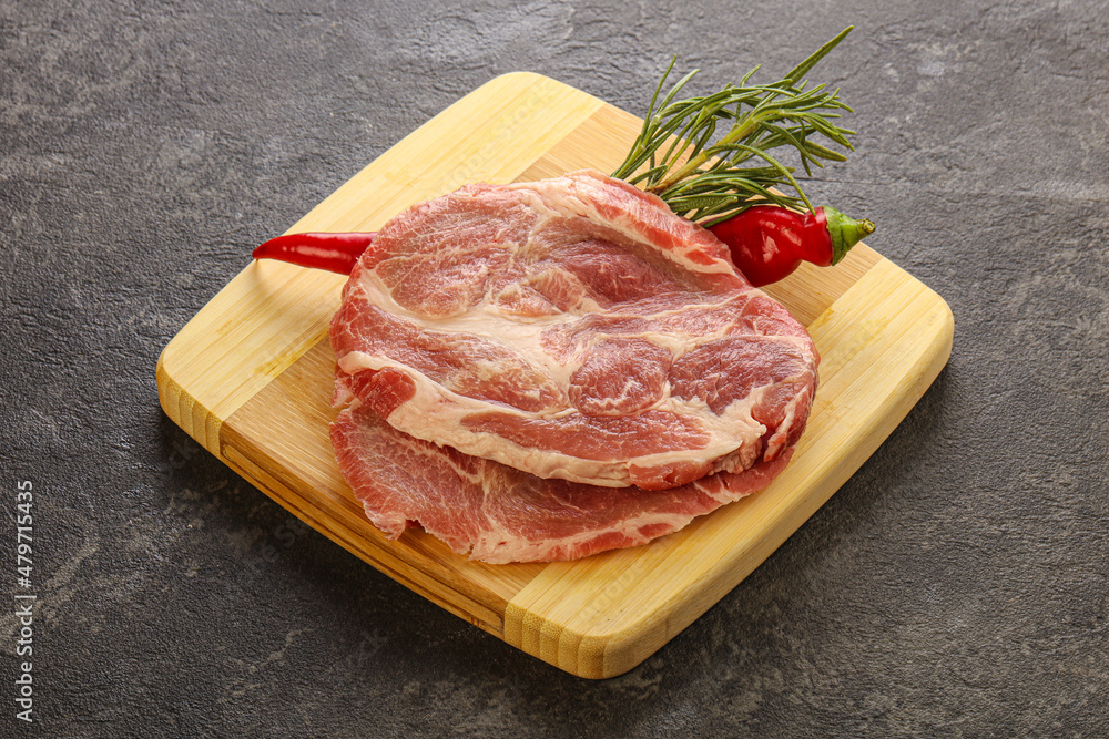 Raw pork meat neck steak Raw pork meat neck steak