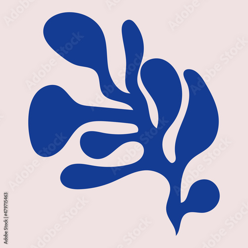 Abstract seaweed silhouette cut out. Inspired by Henri Matisse. Flat vector illustration of organic plant in collage technique isolated. photo