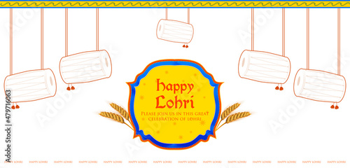 Happy Lohri holiday background for Punjabi festival