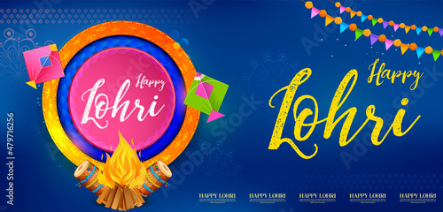 Happy Lohri holiday background for Punjabi festival