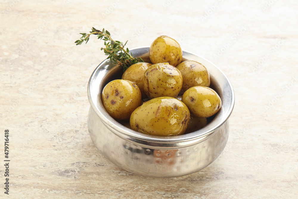 Boiled baby potato in the bowl Boiled baby potato in the bowl