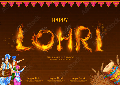 Carta da parati Happy Lohri holiday background for Punjabi festival