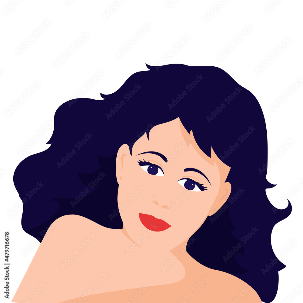 A young girl is lying. Dark hair. Portrait. A young girl is lying. Dark hair. Portrait.