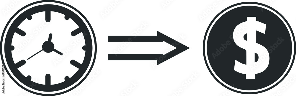 Time is money icon vector, Business and finance management line icon, time to money symbol vector 