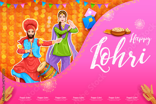 Happy Lohri holiday background for Punjabi festival © vectomart