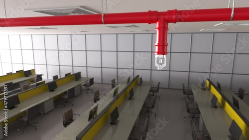 Office Fire Sprinkler Water Spray