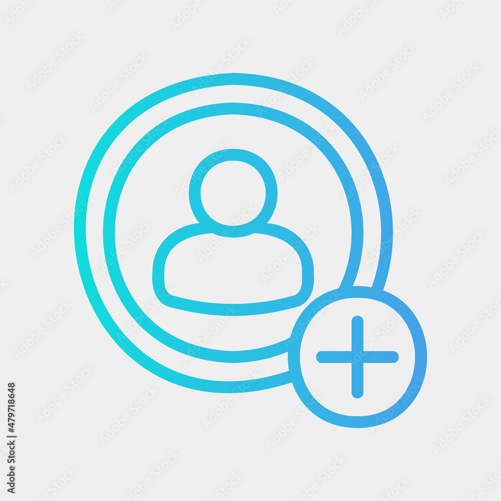 Add friend icon in gradient style about social media, use for website mobile app presentation Add friend icon in gradient style about social media, use for website mobile app presentation