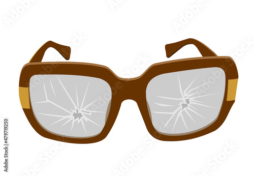 Broken glasses. Old break glasses. Flat vector illustration design. Isolated on white background