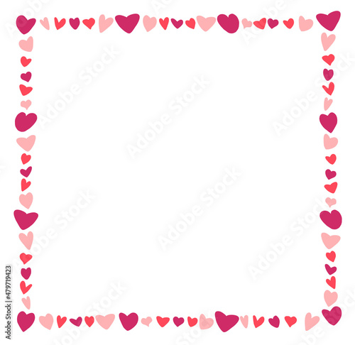 Valentines Day frame Background. Red and rose hearts photo frame. Vector illustration