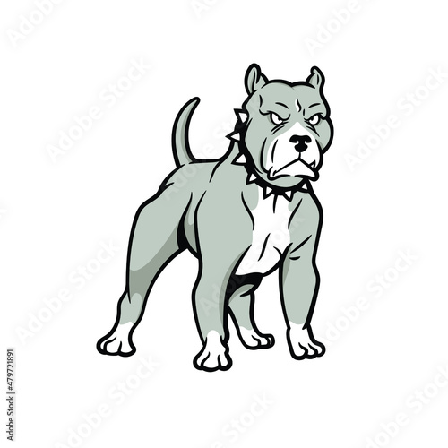 Grey Pitbull Dog Cartoon Vector