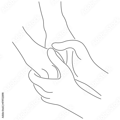 Canvas Print Contour male hands hold female hands