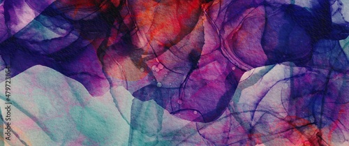 Abstract fluid art painting, luxury hand drawn art with red and purple accent, modern decoration graphic, watercolour texture, wallpaper for print, contemporary backdrop