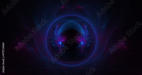 Abstract colorful blue and pink fiery shapes. 3d rendering fantasy light background. Digital fractal art wallpaper. Computer art. 