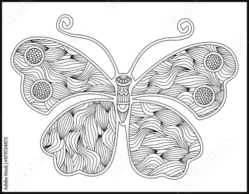 Butterfly mandala coloring page for adults