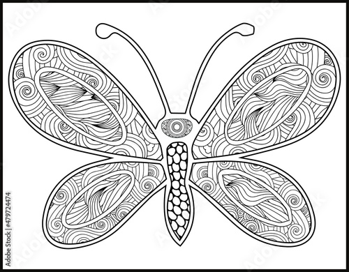 Butterfly mandala coloring page for adults