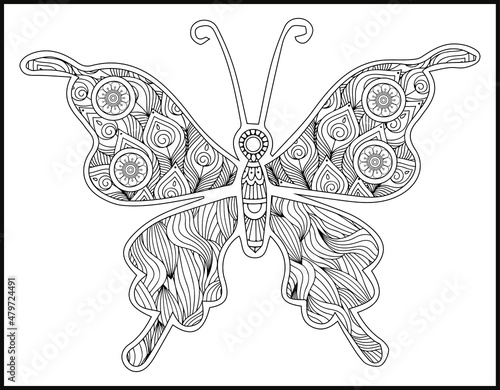 Butterfly mandala coloring page for adults