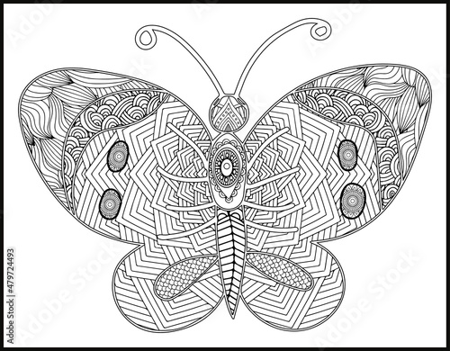 Butterfly mandala coloring page for adults