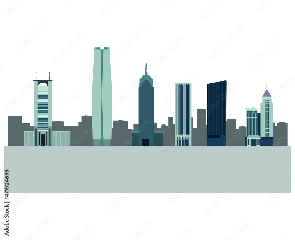 wuhan city skyline in china