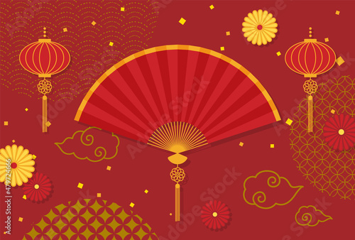 vector background with illustrations of Chinese New Year for banners, cards, flyers, social media wallpapers, etc.
