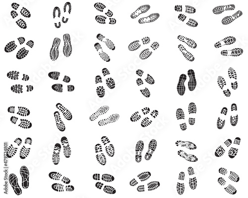 Various prints of shoe on a white background, seamless Illustration