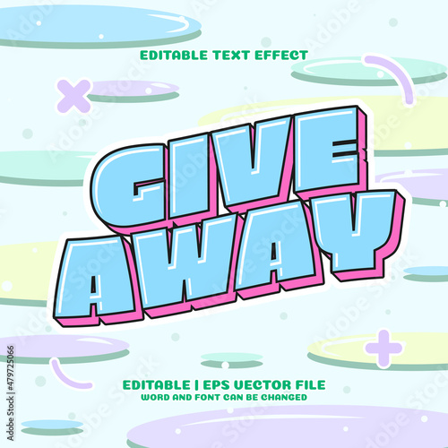 Giveaway feed post flat trendy cartoon style editable text effect