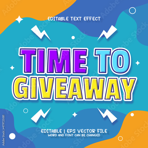Time To Giveaway Feed Post in 90s vibrant colors Editable text effect