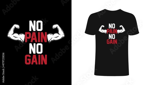 No Pain No Gain Gym Vector Design For T-Shirt, Mug, Banner, Poster.