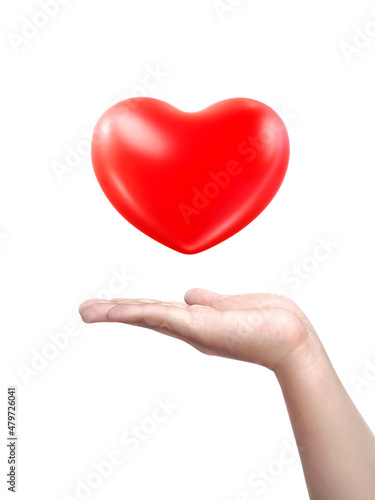 Red heart shaped hands, isolated on a white background