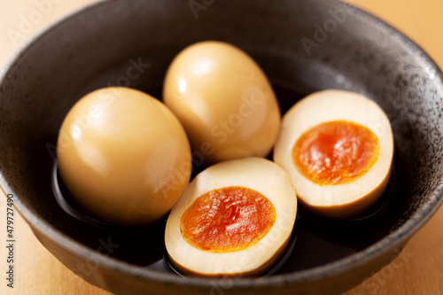 半熟卵　煮卵　味付け卵　卵　ゆで卵　おつまみ　トッピング　卵料理  photo
