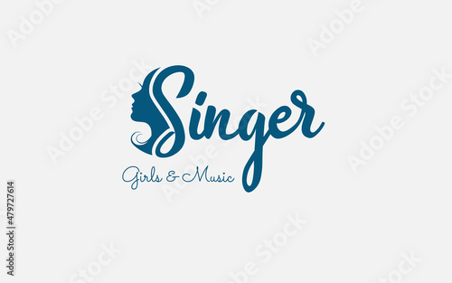 Singing karaoke woman vocal choir silhouette logo vector image