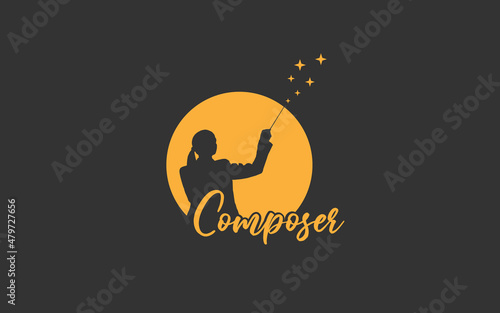 Conductor with a conductors baton woman vector image