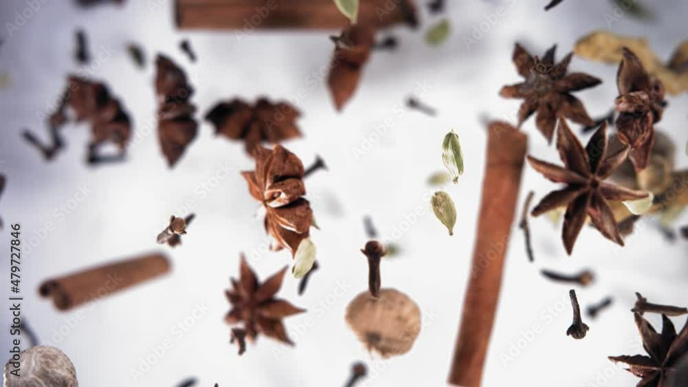 Super slow motion of flying Spices. Filmed on high speed camera Super slow motion of flying Spices. Filmed on high speed camera