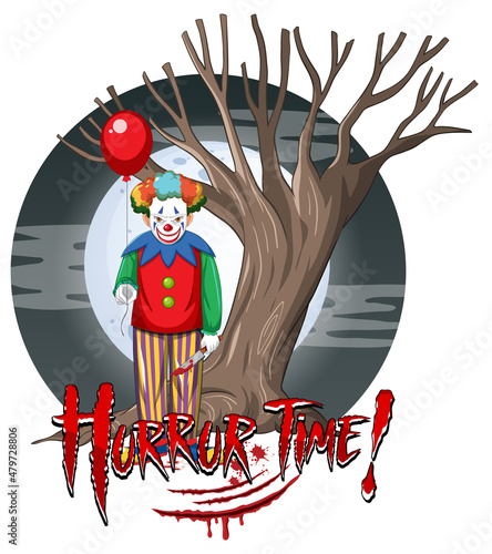 Creepy clowm holding balloon