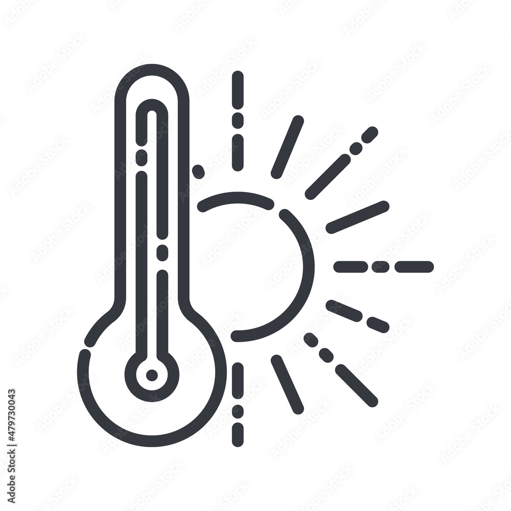 Thermometer line icon isolated on transparent background. Thermometer line icon isolated on transparent background.