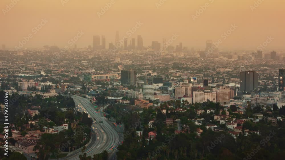 Sunset Time Lapse Overlooking Los Angeles and Hollywood California Sunset Time Lapse Overlooking Los Angeles and Hollywood California