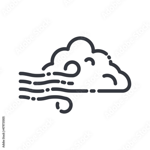 Cloudy sky with wind isolated on transparent background.