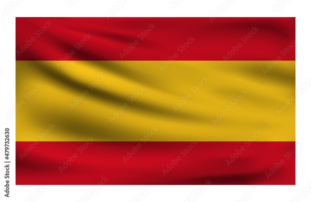 Realistic National flag of Spain. Current state flag made of fabric. Vector illustration of lying wavy cloth in national colors of Spain. Realistic National flag of Spain. Current state flag made of fabric. Vector illustration of lying wavy cloth in national colors of Spain.
