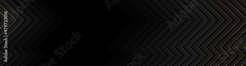 Black and golden stripes abstract tech geometric background. Luxury glitter corporate vector banner design