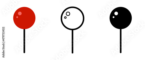 Map pin location signs set. Pushpin, label, place, needle on white background.