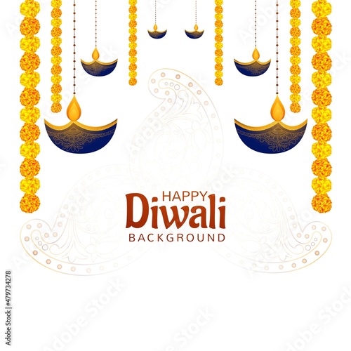 Happy diwali diya hindu festival of lights card background