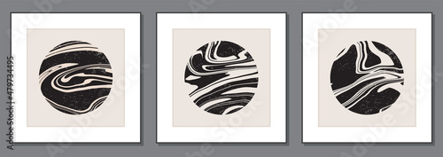Set of trendy abstract creative minimalist artistic hand drawn composition