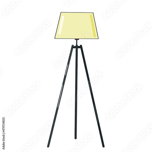 floor lamp with a yellow abozhur hand-drawn on a white background