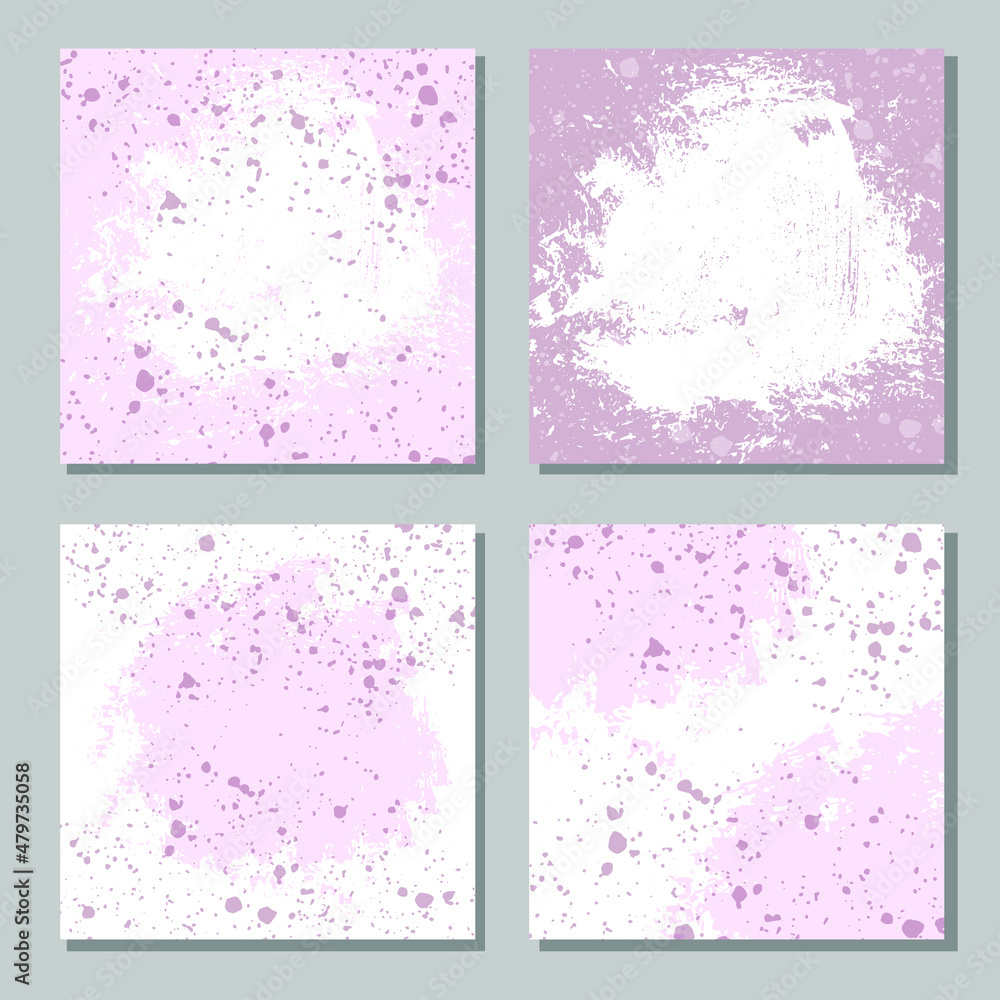 Set of square watercolor backgrounds for poster, brochure or flyer. Vector grunge textures