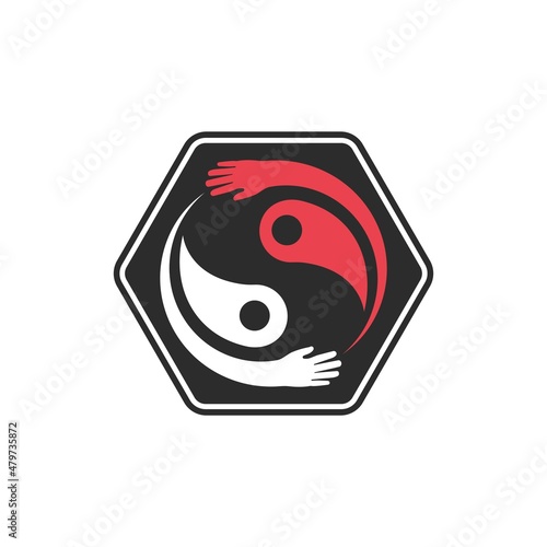 yin yang hand  vector icon illustration design