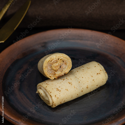 Pancakes on a ceramic plate