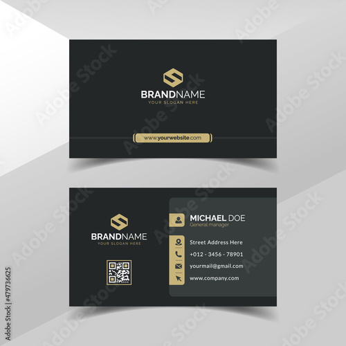 Modern minimal business card black and gold corporate professional