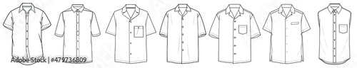 mens short sleeve shirts fashion flat sketch vector illustration