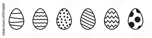 Easter egg. Ornament easter eggs set. Vector outline ornament sign. Easter icon isolated on white background.